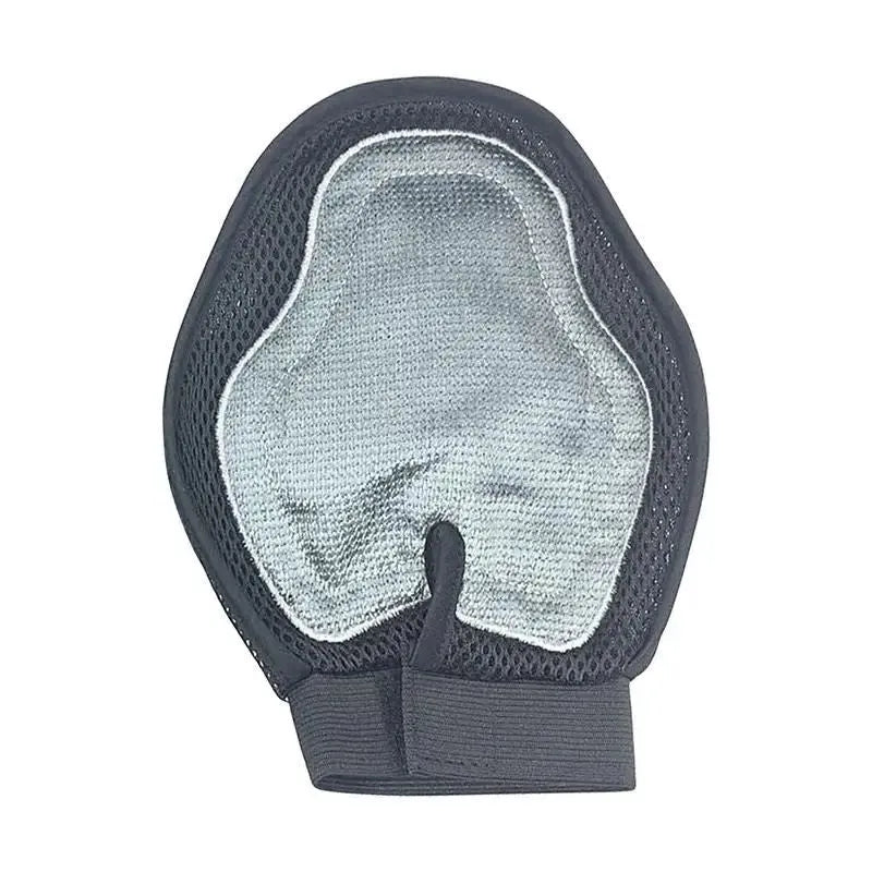 Soft silicone horse massage gloves for gentle hair removal and grooming, adjustable fit with hook and loop closure