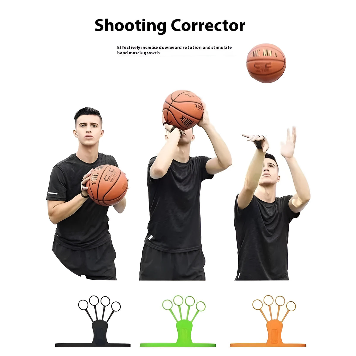 Five fingers three points shooting brace finger training aid for ball games in black, orange or green