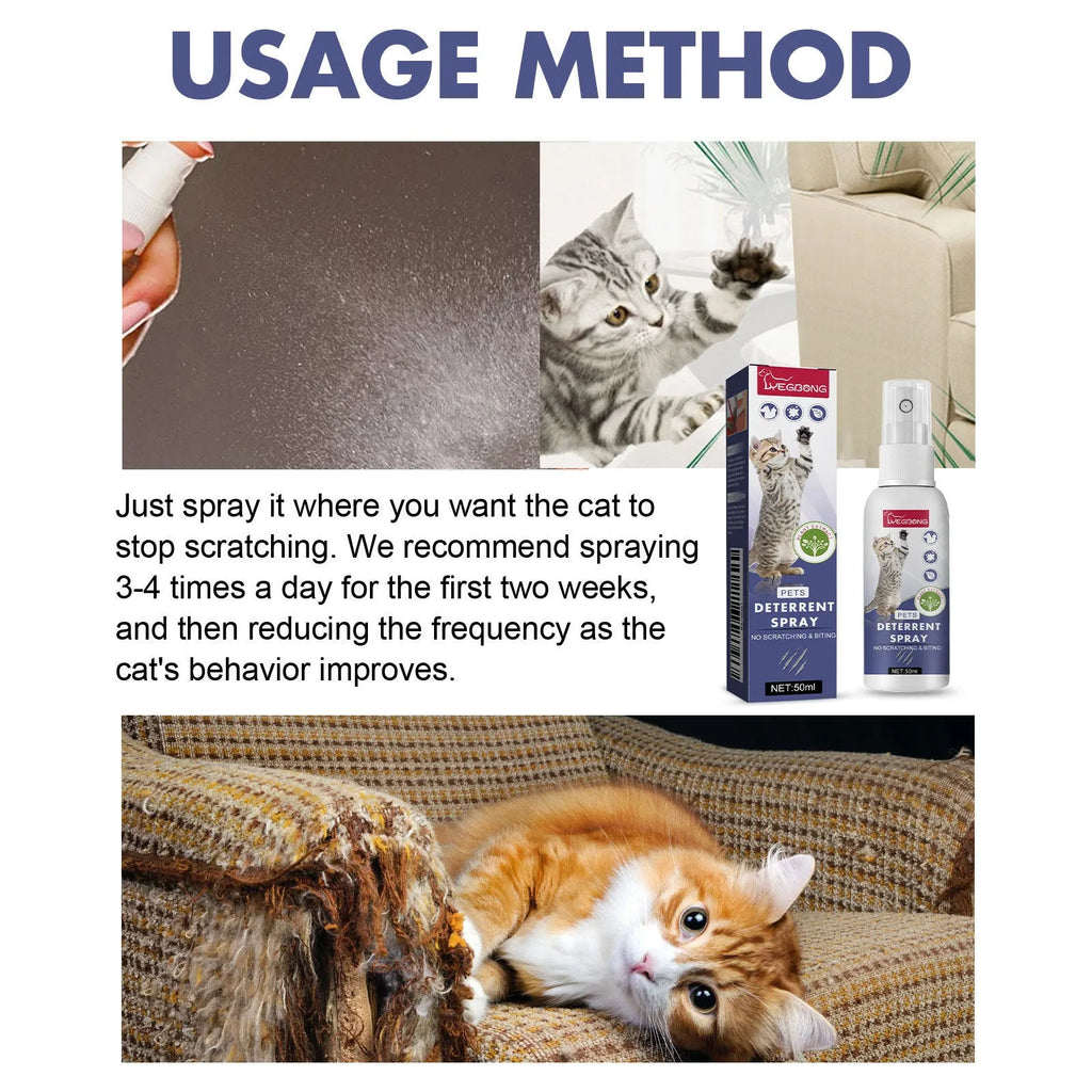 50ml bottle of odourless pet training spray to stop dogs and cats scratching doors and sofas