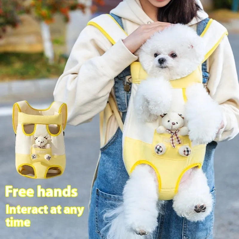 Soft canvas pet carrier bag with cartoon animal pattern and Beka yellow bear design