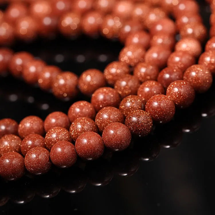 Golden Star Stone multi-circle mantra bracelet with 108 nugget sand beads and fu character design