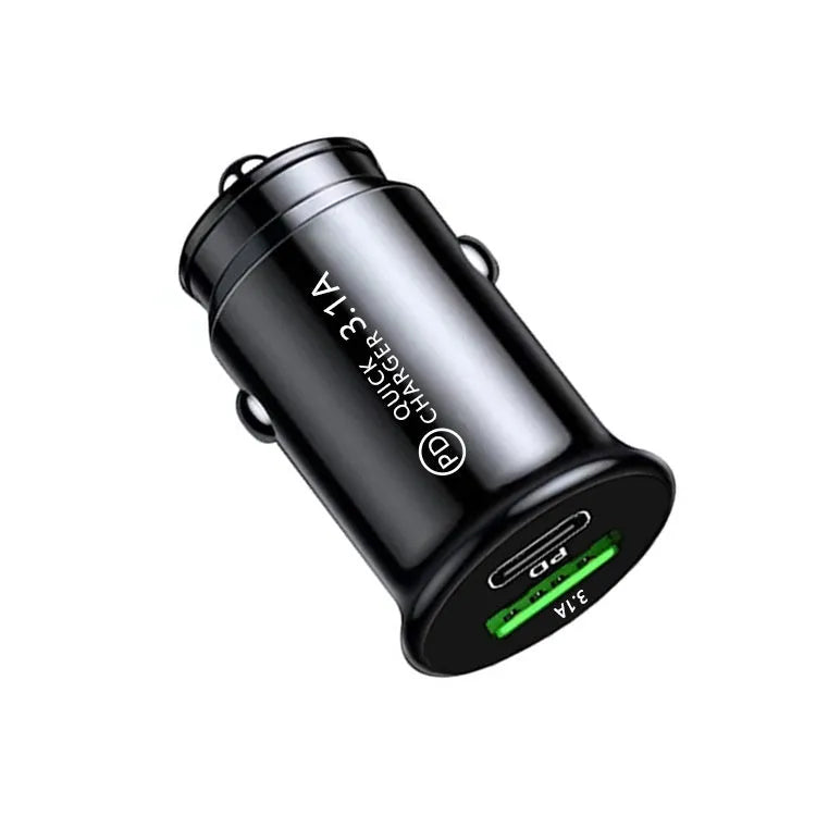 Dual port car charger converter with USB ports in black bare metal finish