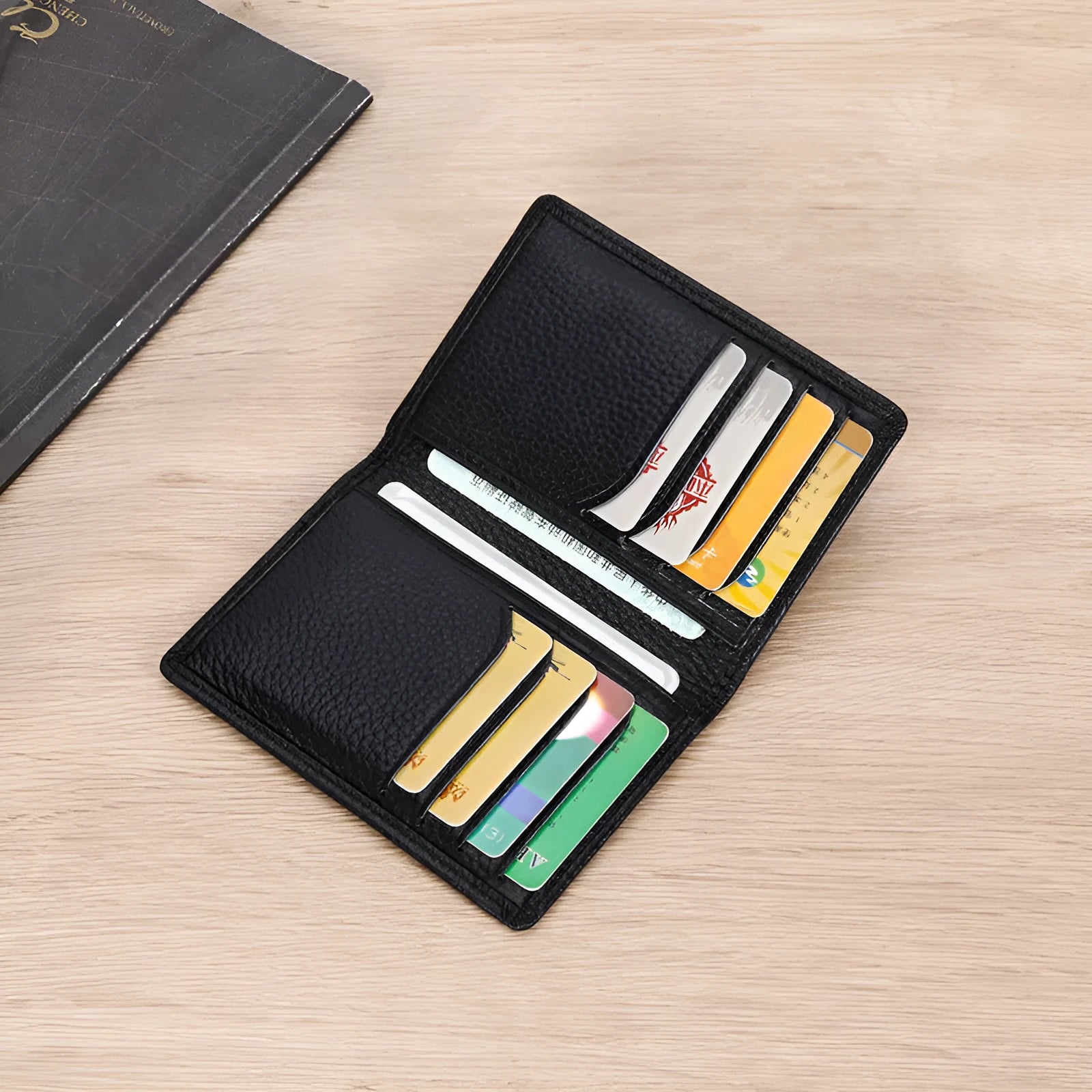 Genuine cowhide leather credit card holder in black or brown colour