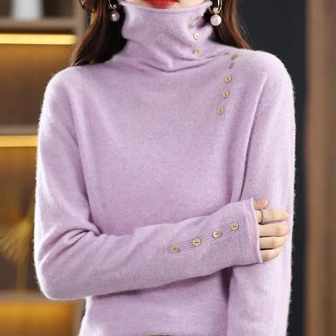 Slim fit knitted bottoming shirt in core-spun yarn with regular sleeves and 40cm length