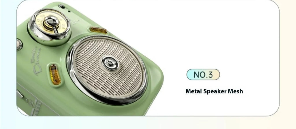 Bluetooth mini-portable audio radio in pink, green, and white colour options with lithium battery
