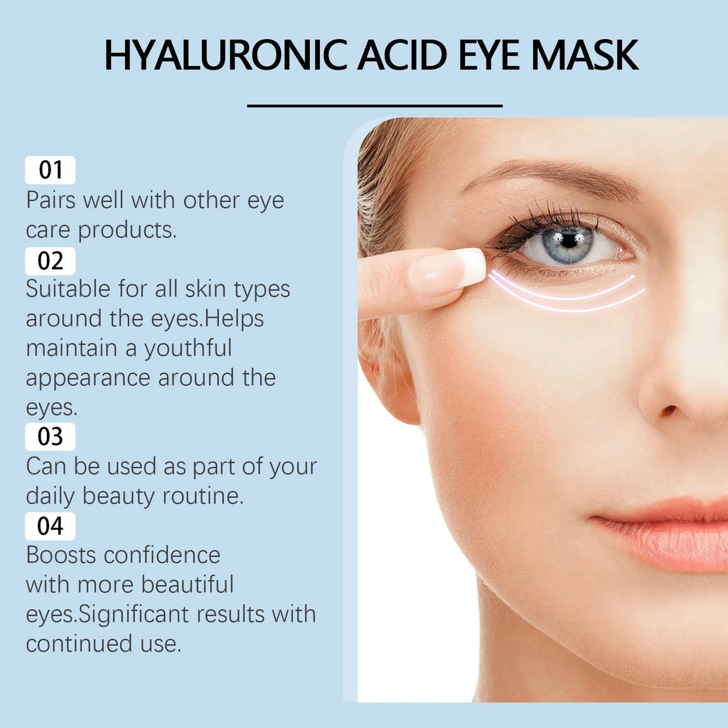 Hyaluronic Acid Eye Mask 8 pairs in individual packets with serum ingredients list