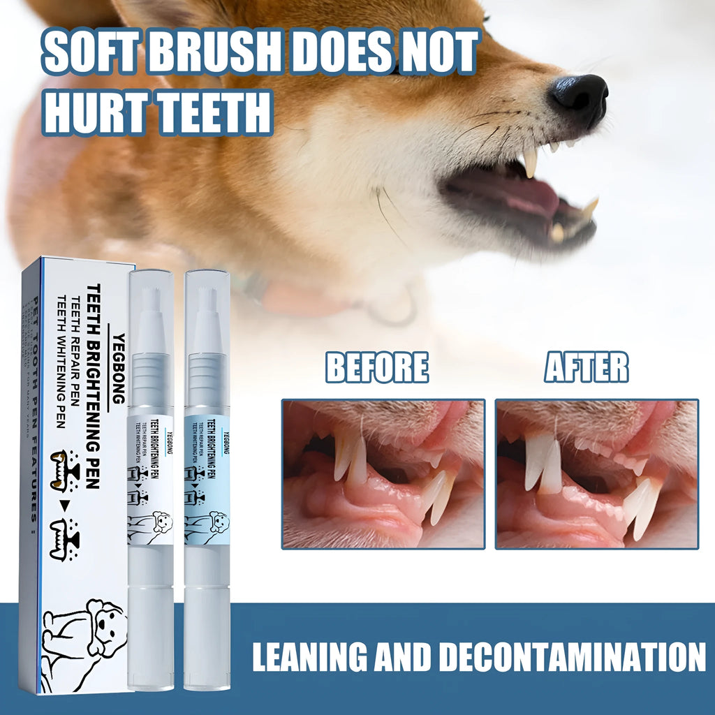 Pet teeth whitening pen and dental brushes for dog and cat tartar control
