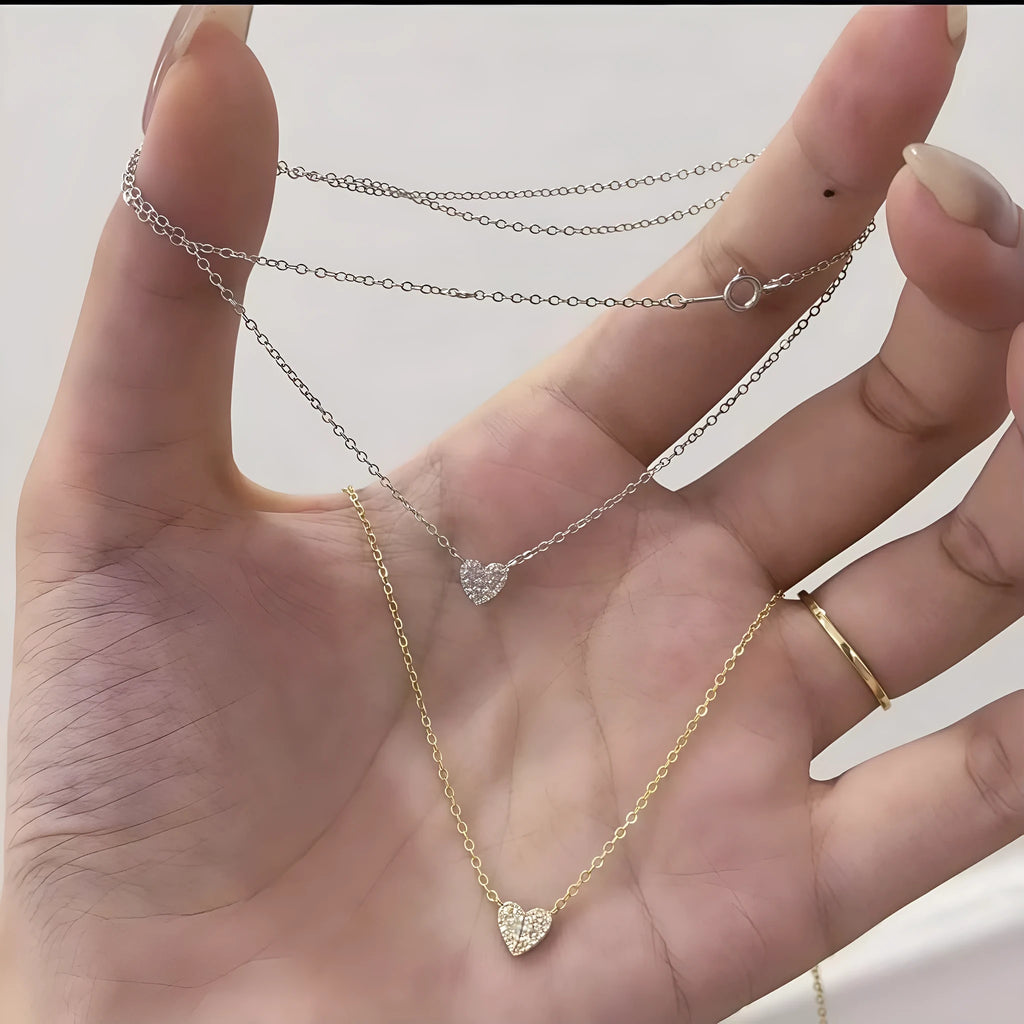 Love necklace S925 sterling silver 18K gold plated heart pendant cross chain hand polished jewellery