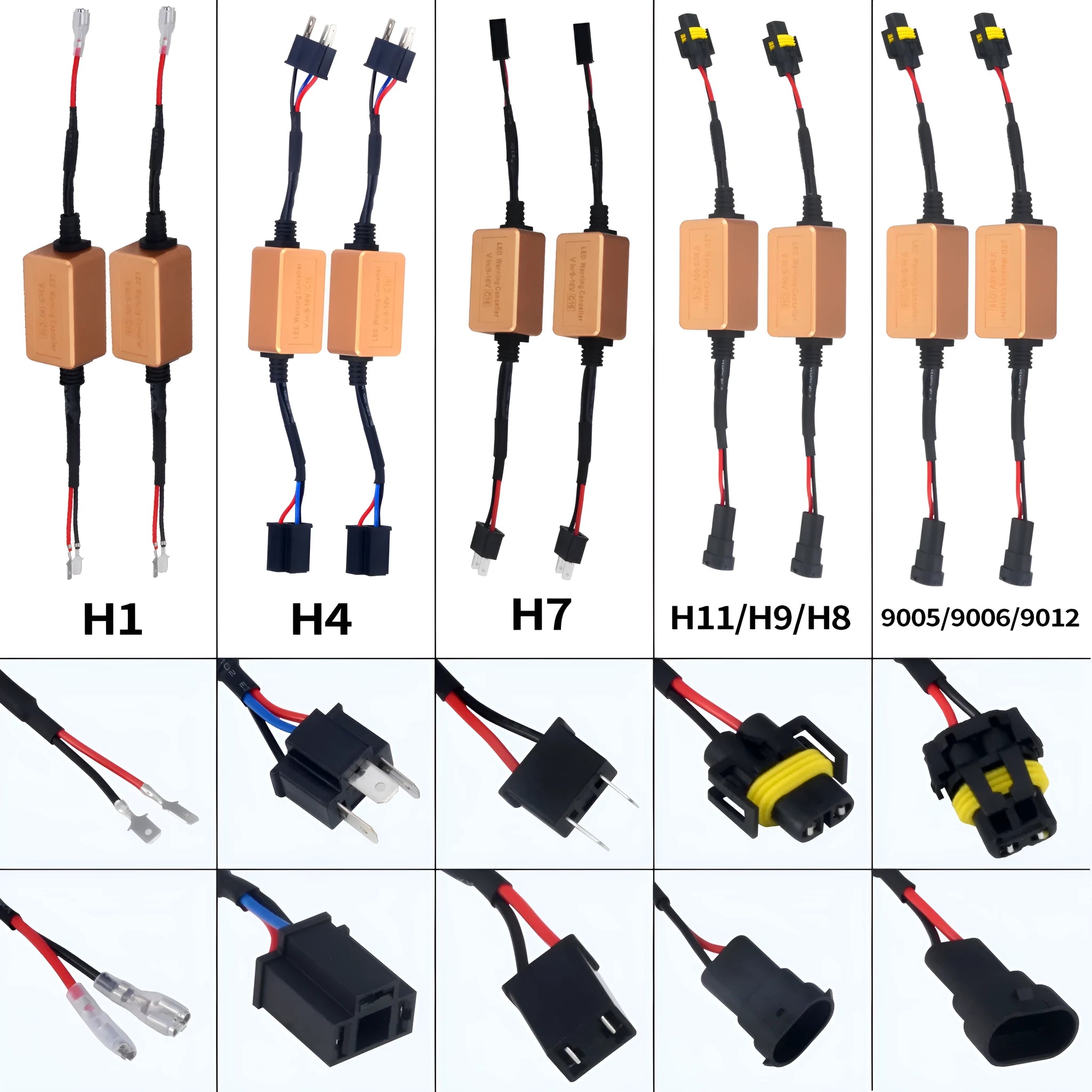 Black alloy LED car headlight Canbus decoder module for H4 H7 H11 bulbs on a plain background.