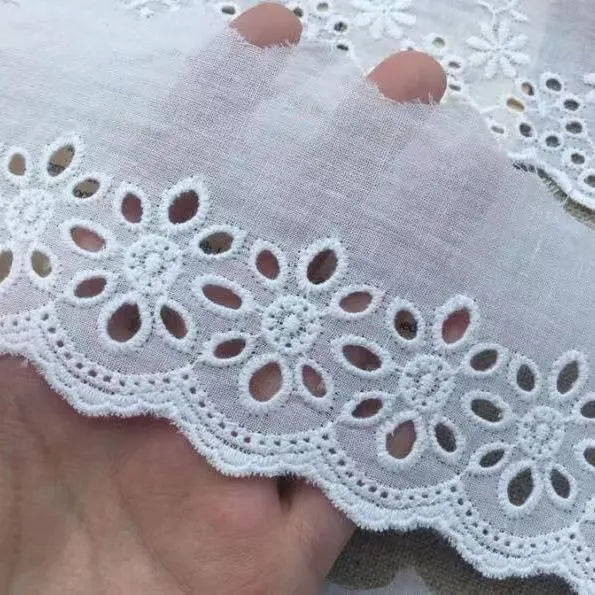 Cotton embroidered lace trim in four width styles for DIY clothing accessories