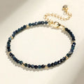 Blue tourmaline spacer bead bracelet with 3mm cut beads for women