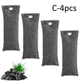 Black linen bag filled with bamboo charcoal for shoe and household odour removal.