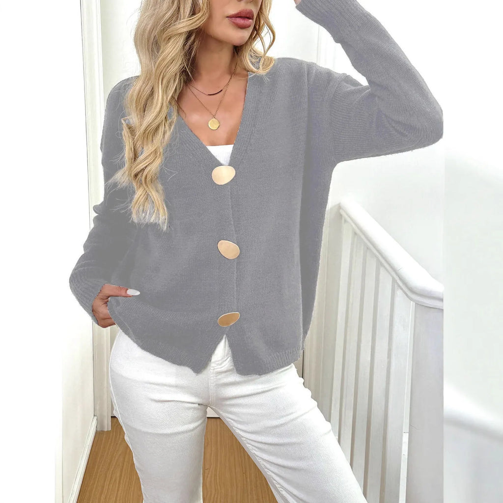 Women's deer plush long sleeve sweater coat in street hipster style with princess sleeves, shown in black and gray.