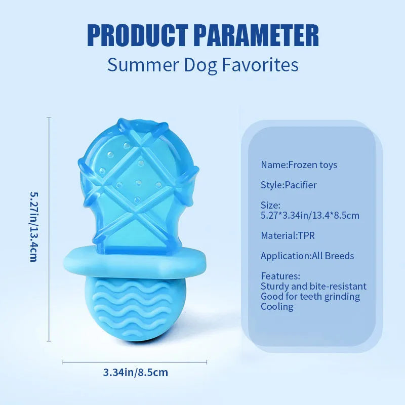 Summer cooling dog toy set with water-filled popsicle, pacifier and ring toys for frozen teething relief