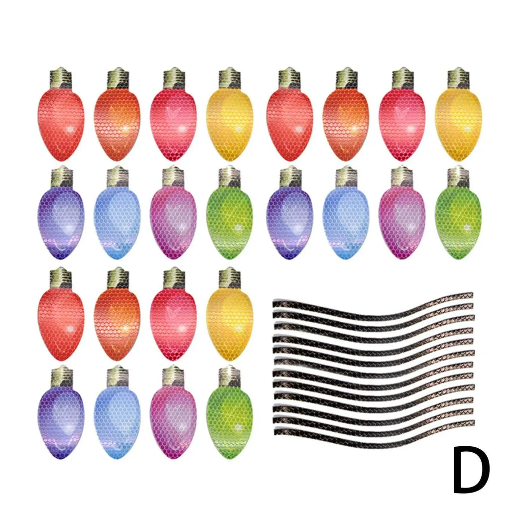 Christmas light bulb reflective magnetic paste set with 24 bulbs and 12 wires for metal surface decoration