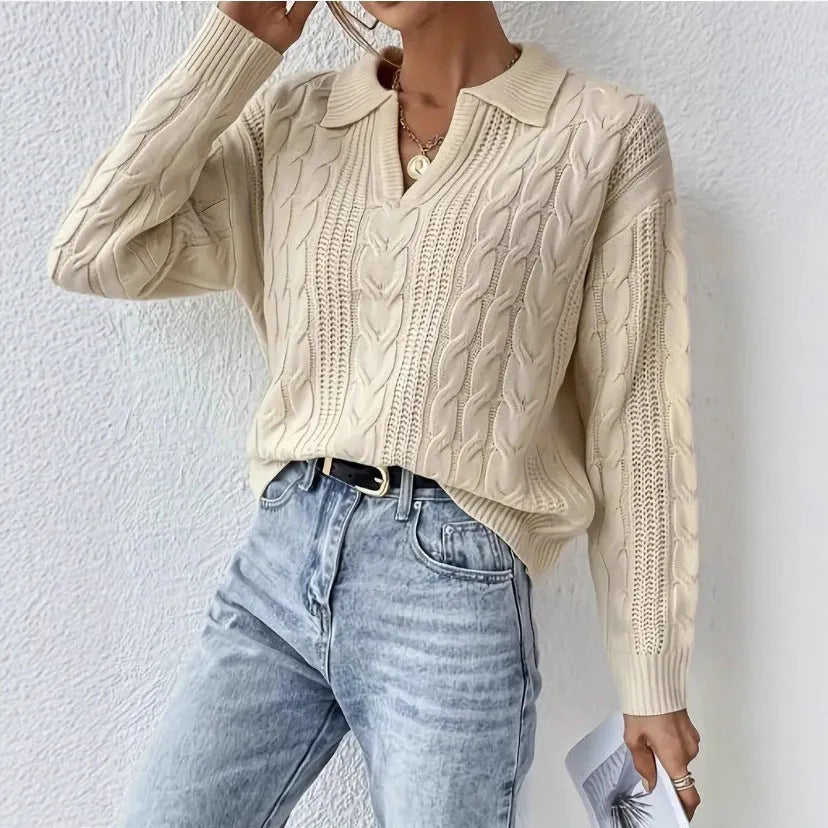 Women's twist thread knitted vest solid colour apricot top front view sleeveless pullover