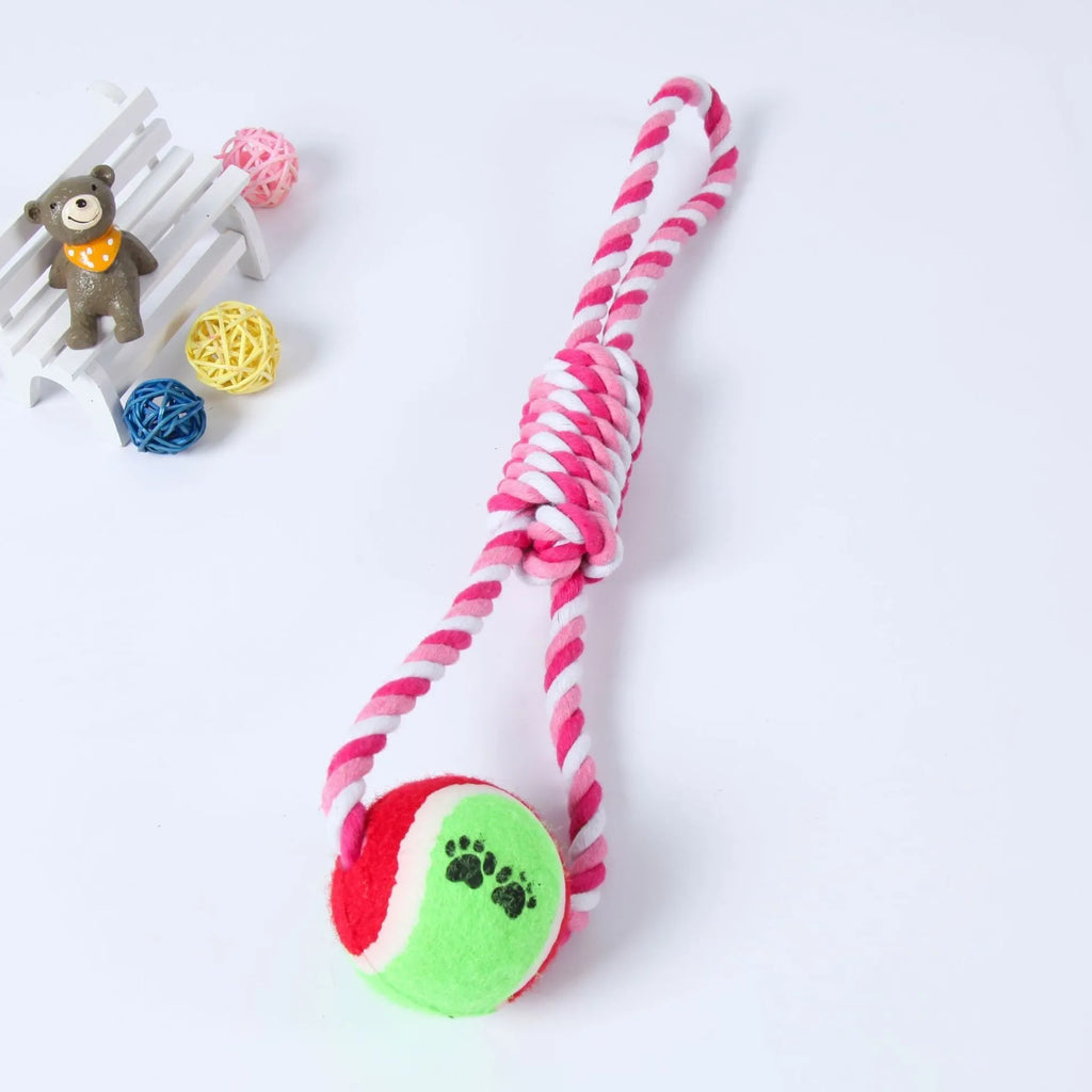 38cm red and white cotton string dog toy with ventilation holes for medium large breeds