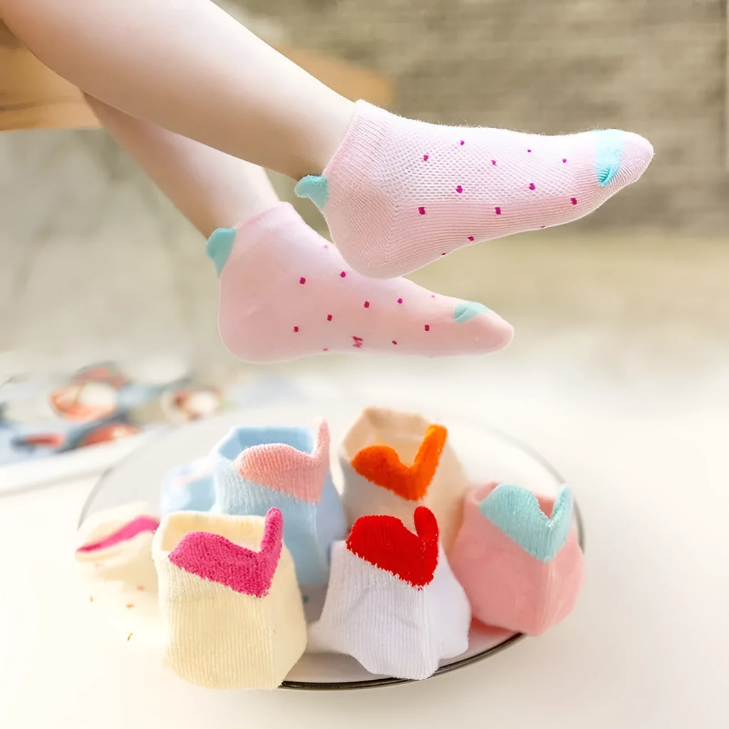 Children's cotton mid tube socks, thin sweat-absorbing, cartoon alphabet pattern, 5 pairs, colour DW125
