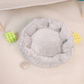 Multi-colour thermal cat bed 50cm diameter cloth nest in macaron colours with a cat inside