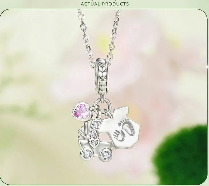 925 silver love heart pendant charm 2.3x1.8cm with inlay finish on white background
