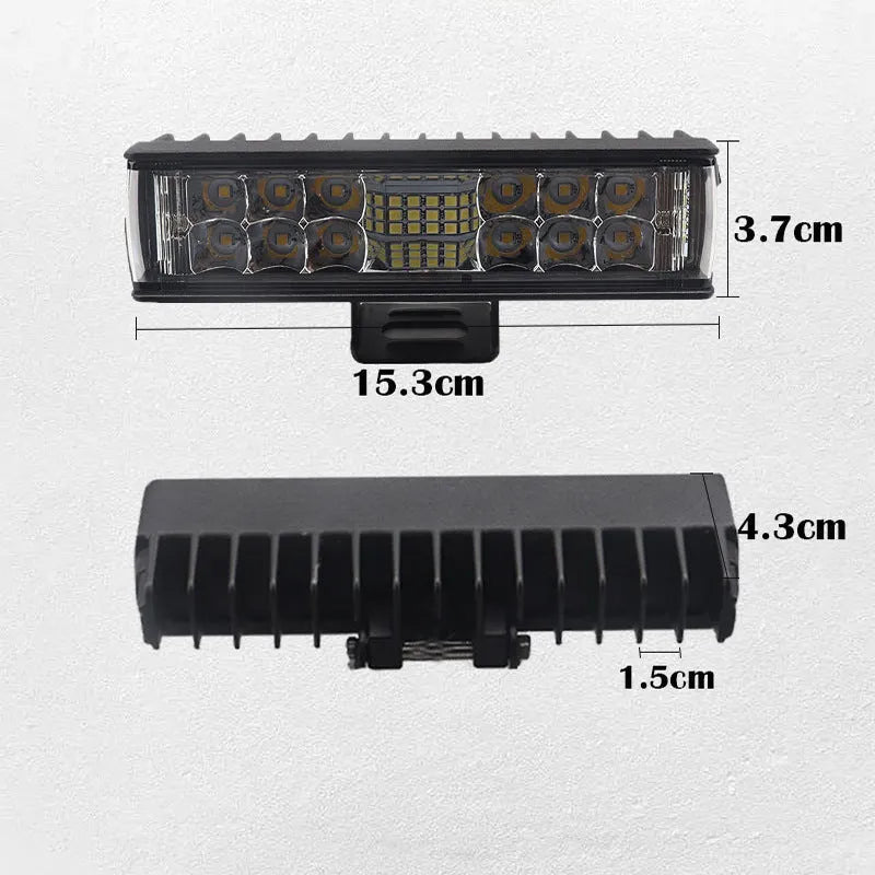 Black aluminium 7-inch LED strip work light with straight line beam pattern