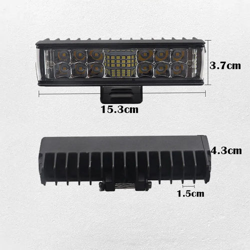 Black aluminium 7-inch LED strip work light with straight line beam pattern
