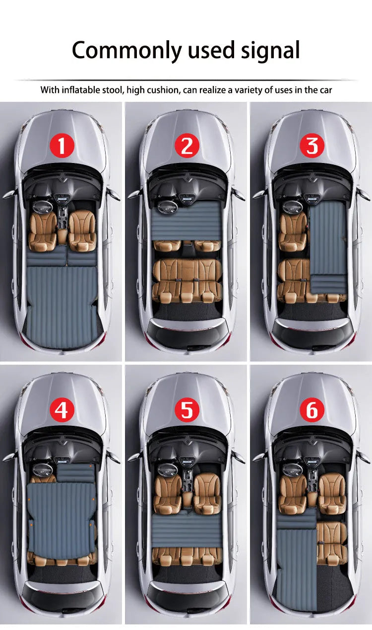Inflatable bed for hatchback car accessories with flocking fabric and storage bag