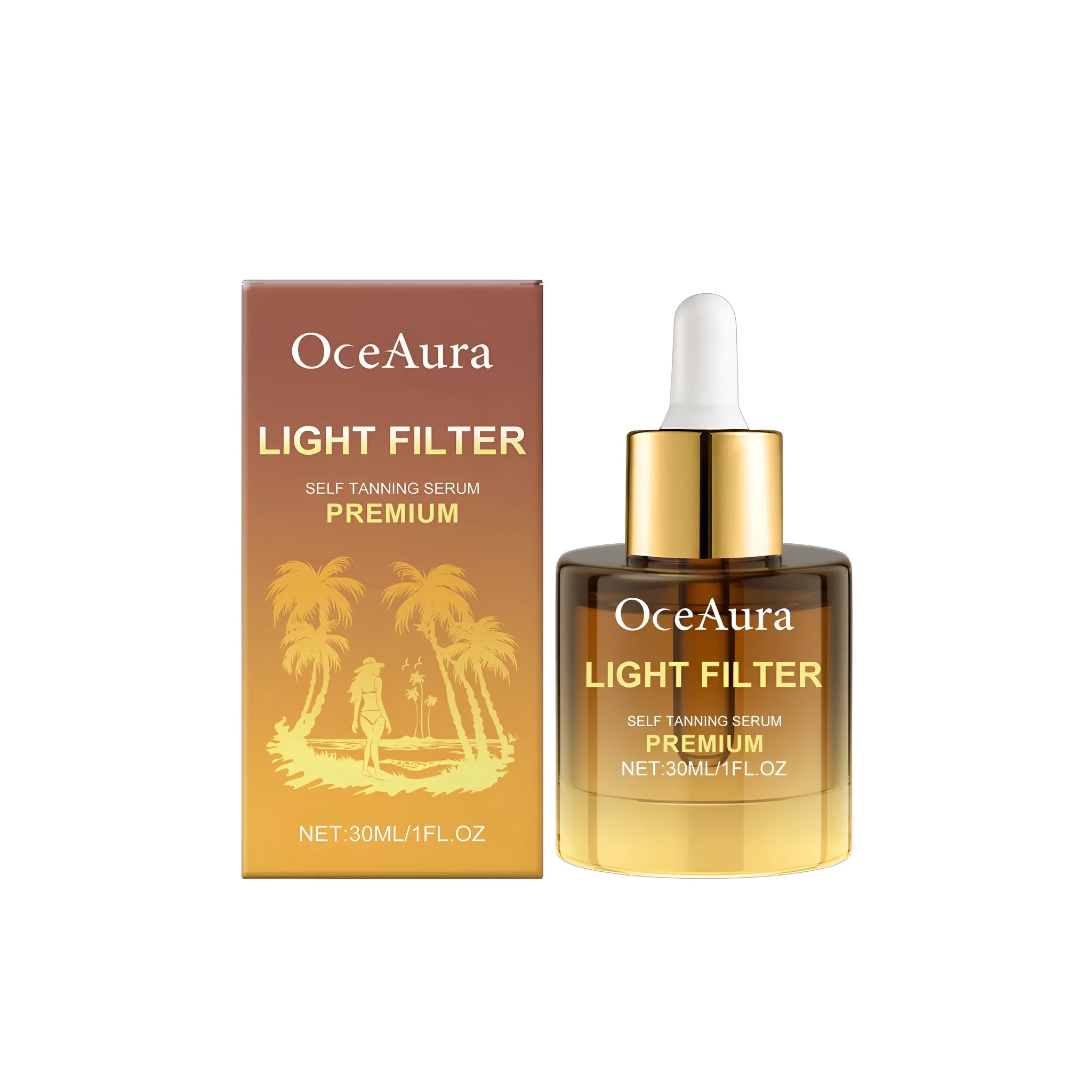 30ml Shining Black Skincare Body Liquid bottle with caramel-coloured serum containing aloe and green tea extracts