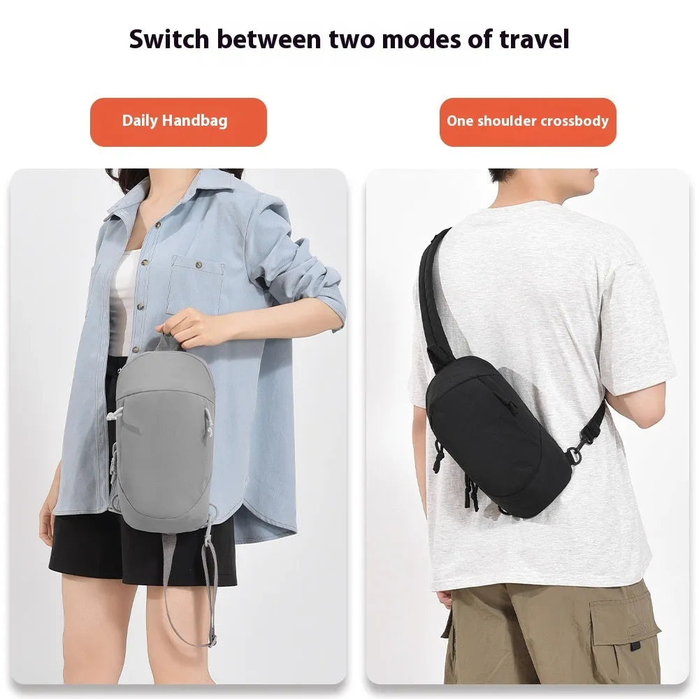 Outdoor girls nylon crossbody bag in army green with internal phone pocket and single-shoulder strap