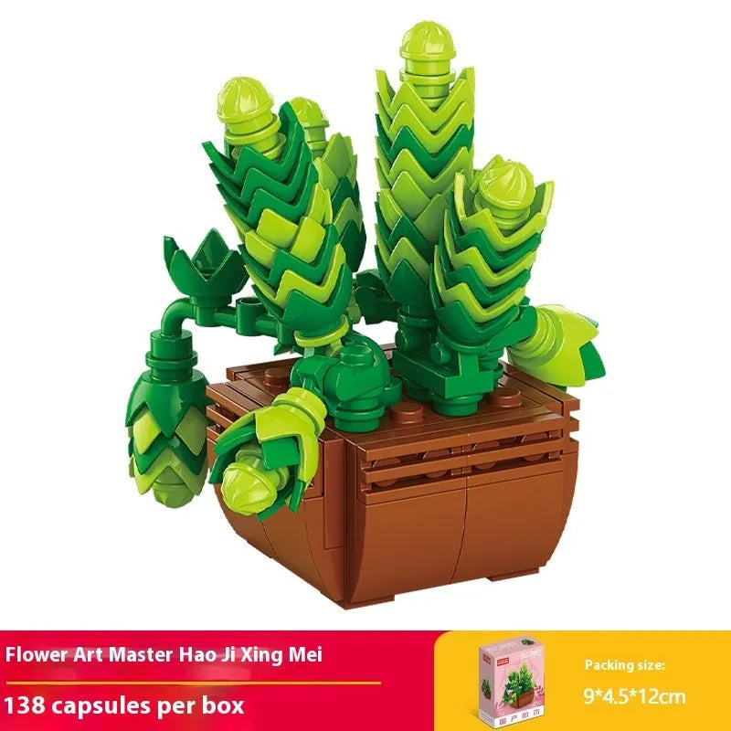 Plastic building blocks flower pot model assembly toy for teenagers