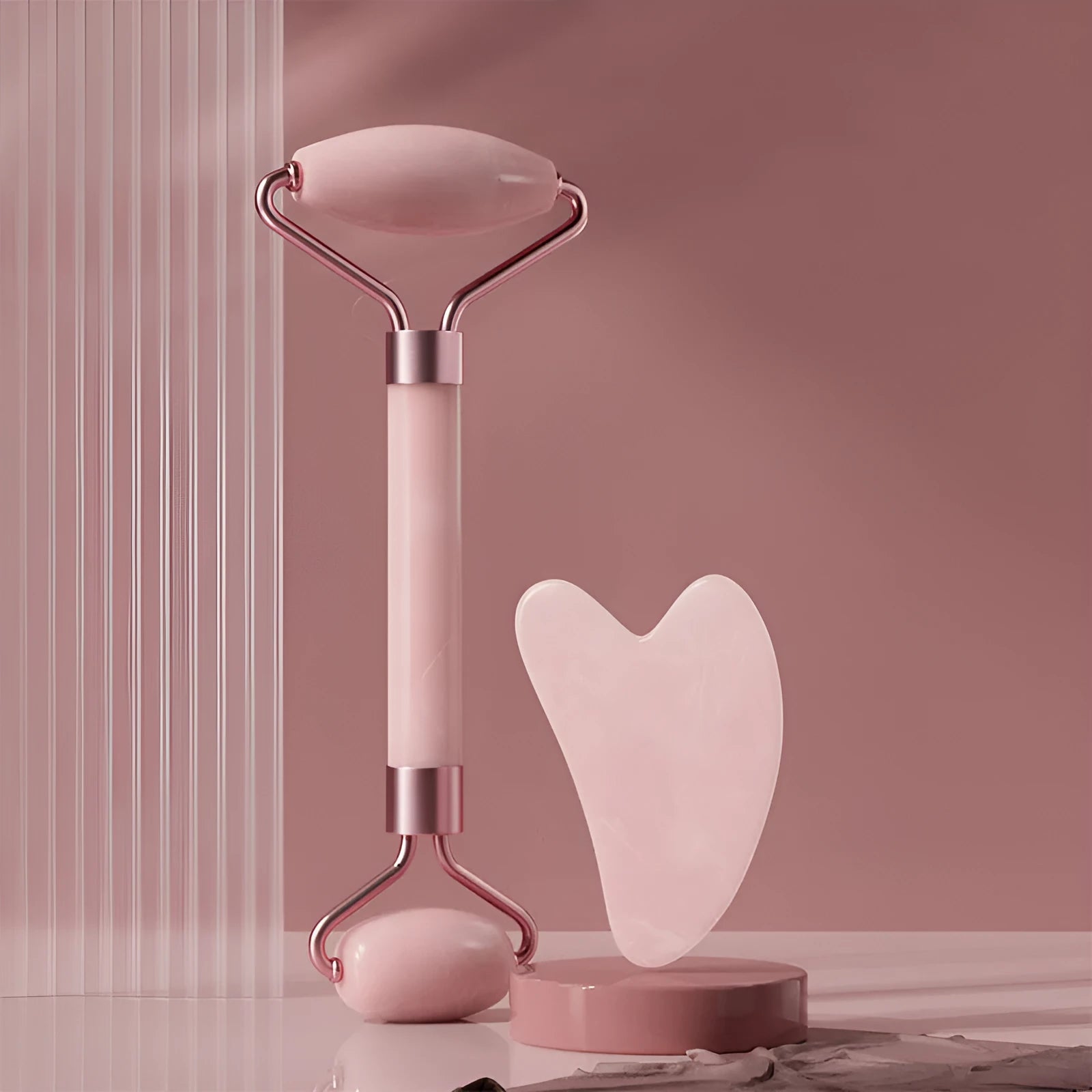 Scraping roll massager set with double-headed roller and scraping board in multiple colours for facial and body massage