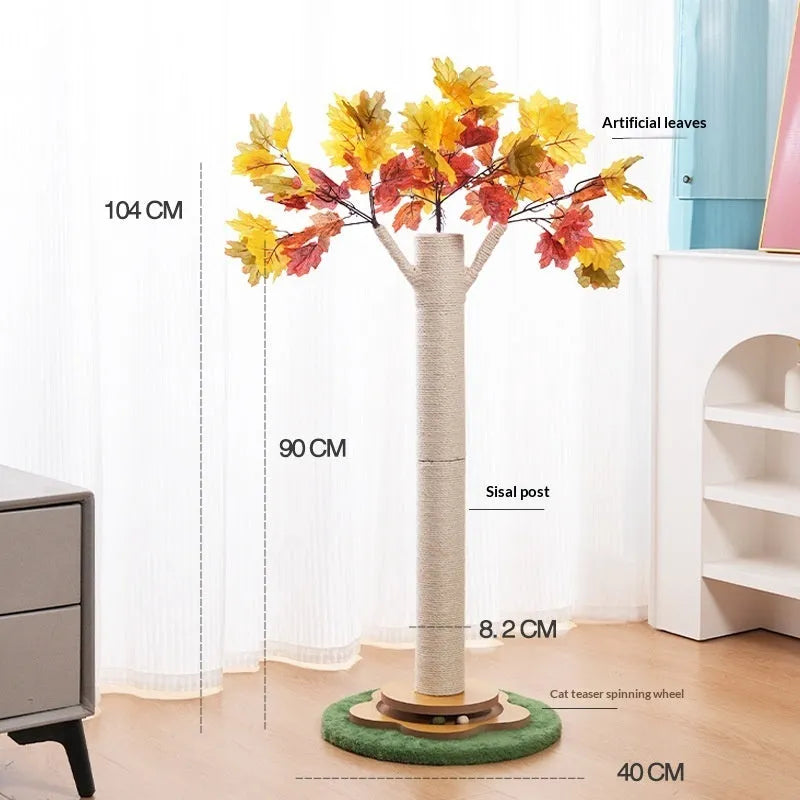 Cat climbing frame sisal scratch post maple leaf tree with branches for indoor cats