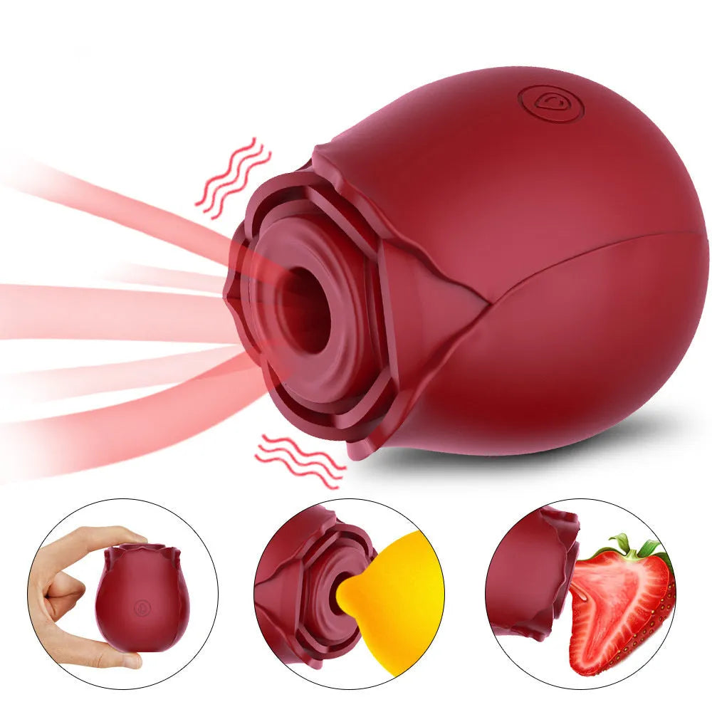 Huafeihua rose sucking tongue licking vibrating egg in pink silicone with compact design