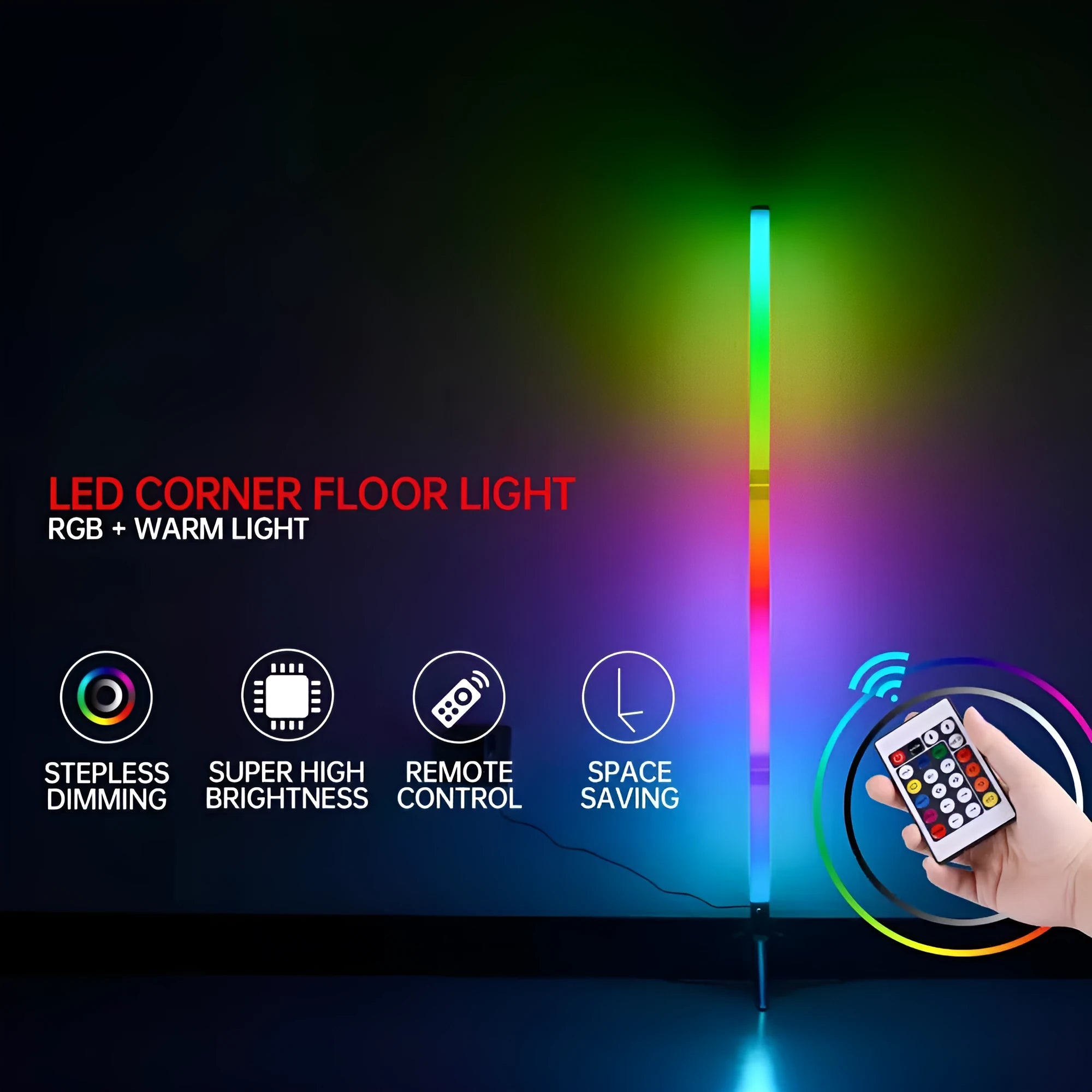 Corner ambience light with 60 RGBW LED beads, USB charging, remote and APP control, 5W
