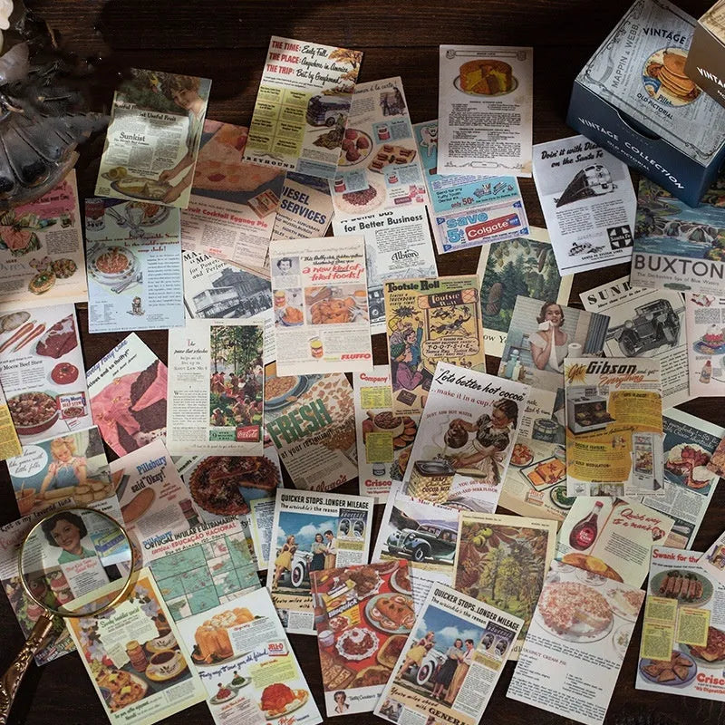 Box containing 320 retro style stickers in 4cm by 6cm size on Japanese paper.