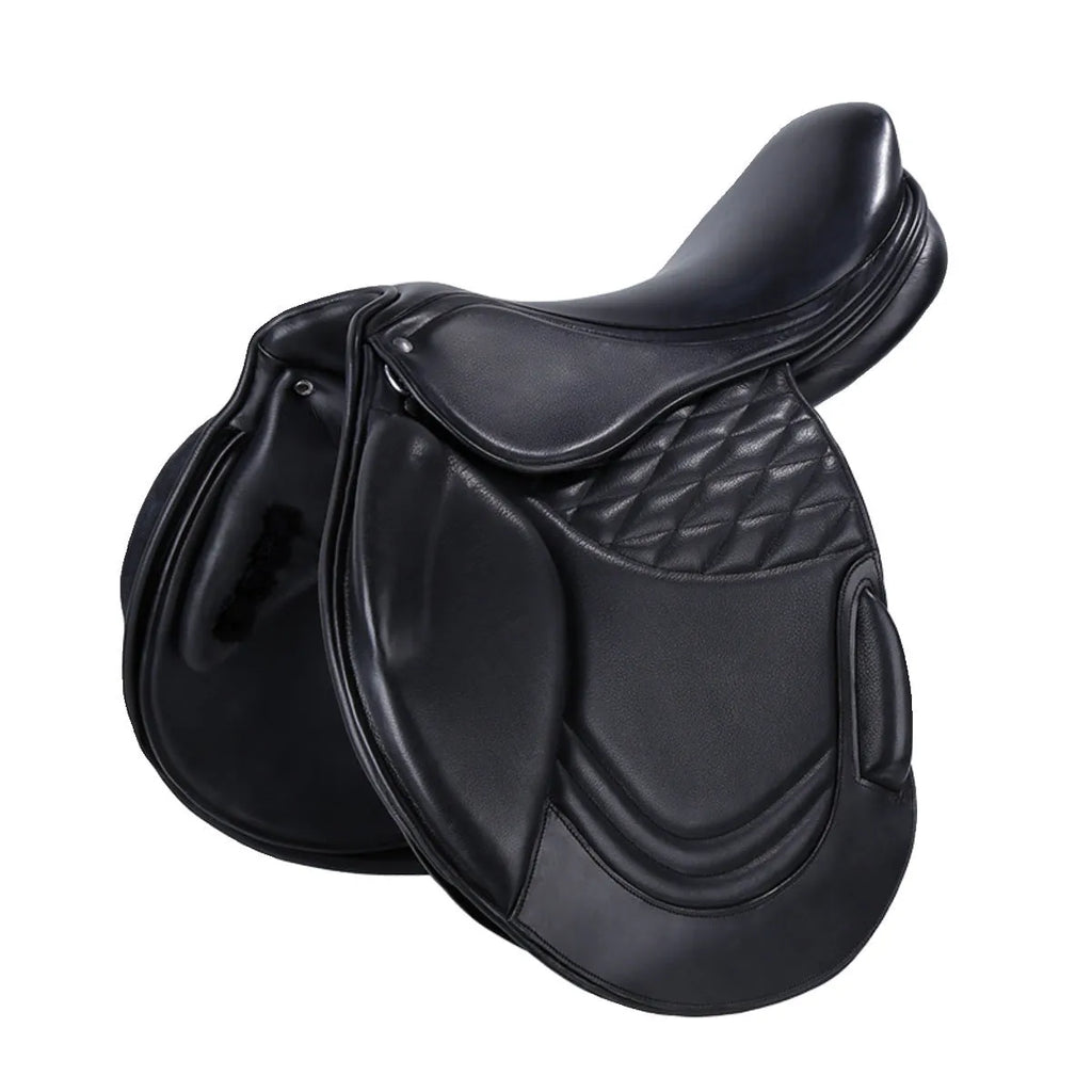 Cowhide equestrian saddle 17 inch black saddle for obstacle riding and general use