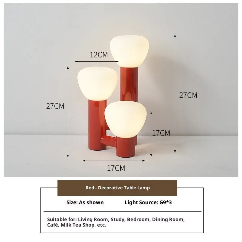 Creative mushroom table lamp with three-colour dimming, wrought iron and glass shade, black tricolour light option