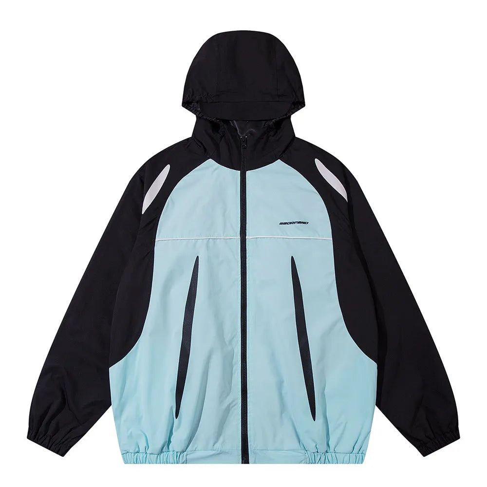 Men's sun-protective wind coat in blue with polyester lining, size S-XXL
