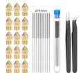 MK8 brass nozzle and stainless steel cleaning pin for 3D printer maintenance