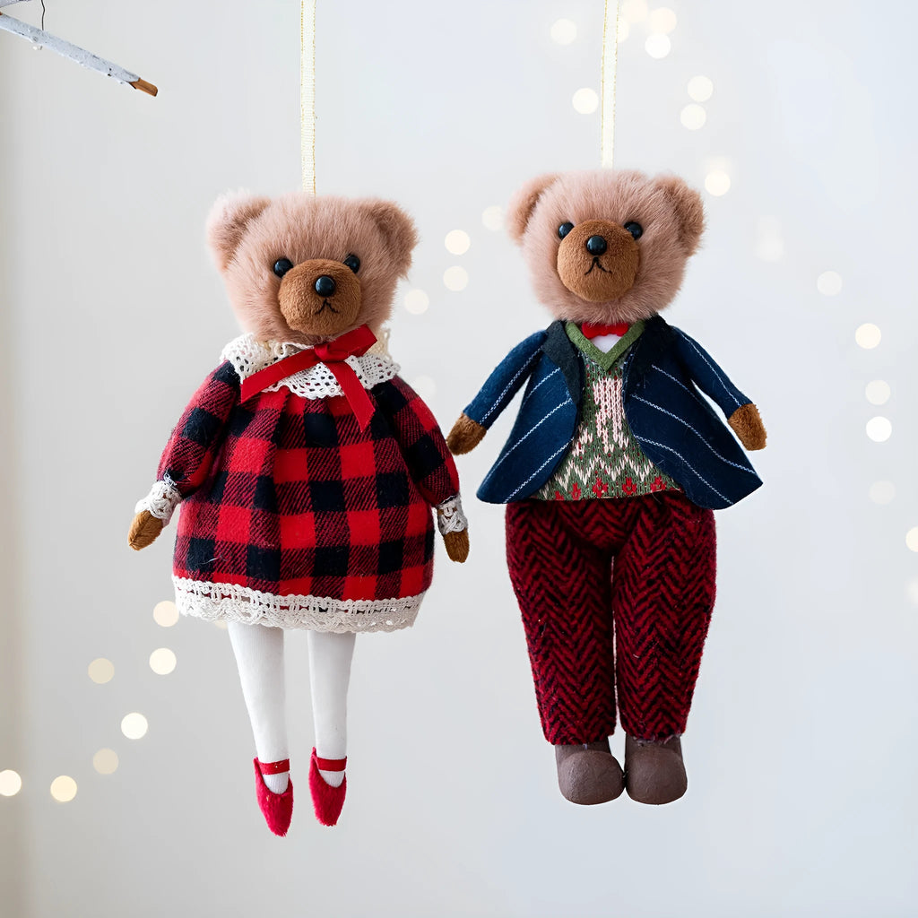 Cartoon-style cloth plush bear doll in gentleman bear or princess bear colours.