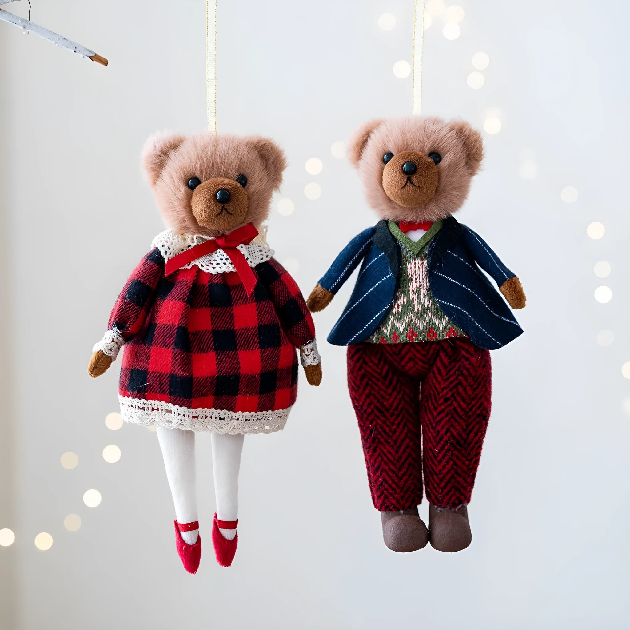 Cartoon-style cloth plush bear doll in gentleman bear or princess bear colours.