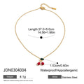 Stainless steel fruit-shaped pearl necklace with cherry pendant for women, light luxury style