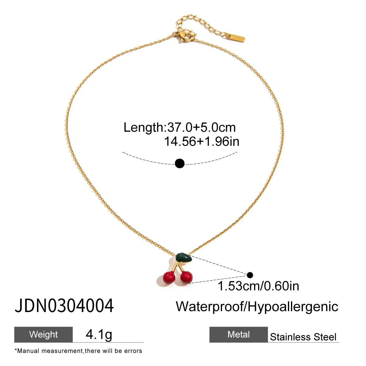 Stainless steel fruit-shaped pearl necklace with cherry pendant for women, light luxury style