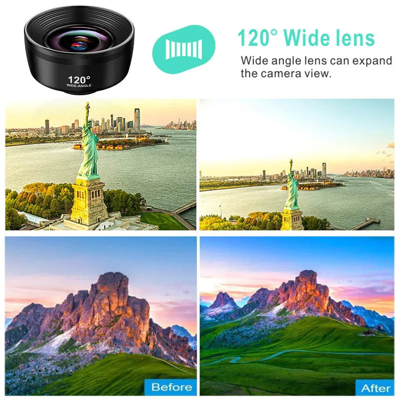 Ten-in-one external camera lens set with fisheye, wide-angle, macro and creative filters for smartphones