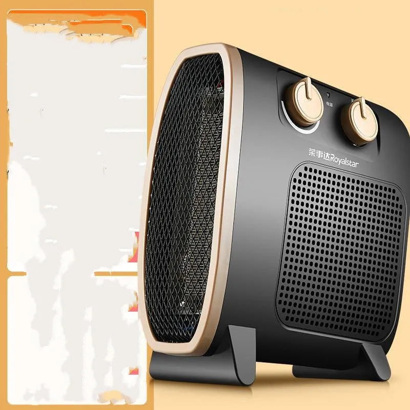 White ceramic electric fan heater with mechanical controls and timer for rooms up to 20 square metres