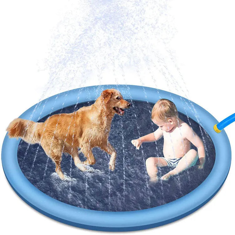 Blue non-slip splash pad 150cm PVC for kids and pet dog outdoor water play