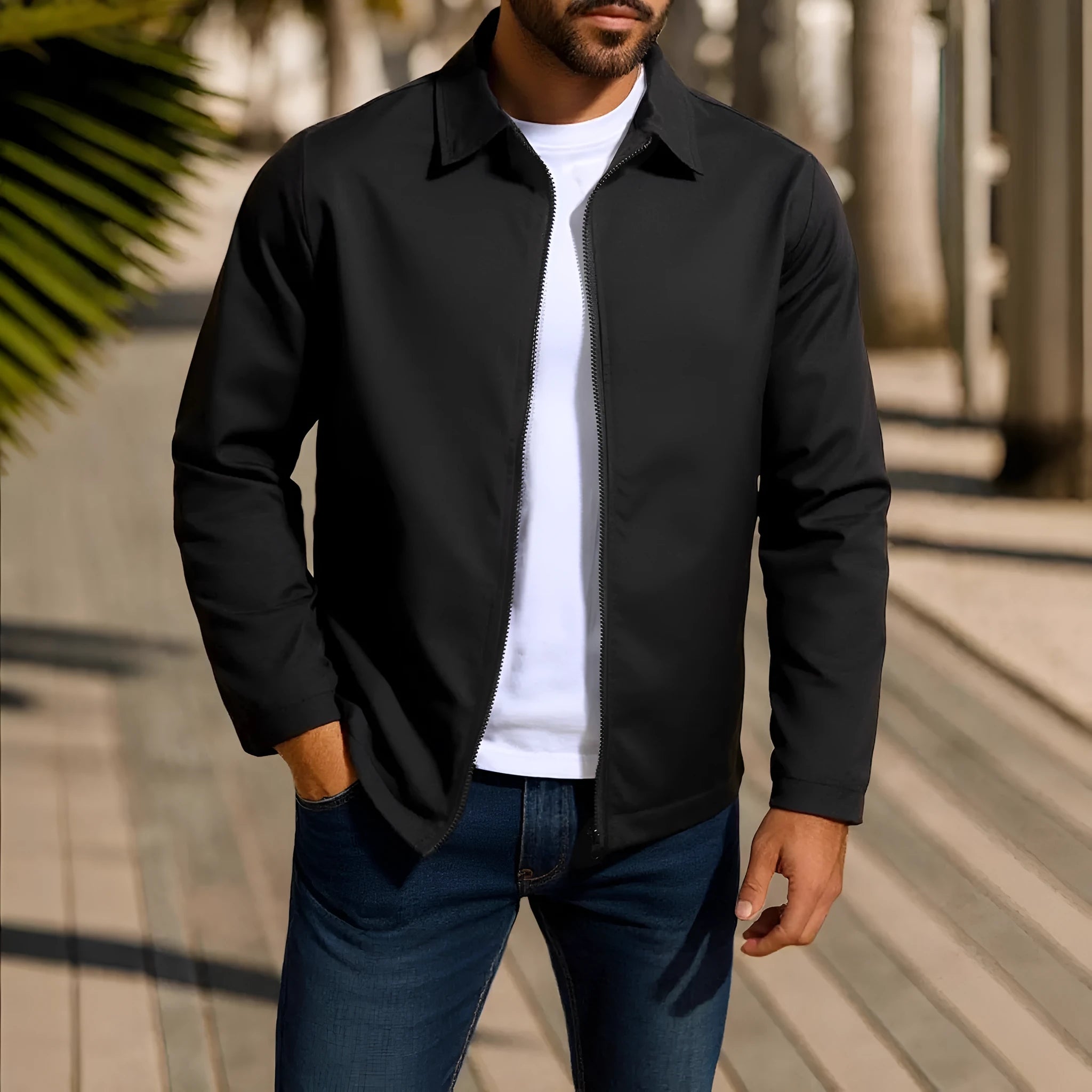 Men's green zip-up cardigan jacket with raglan sleeves laid flat.