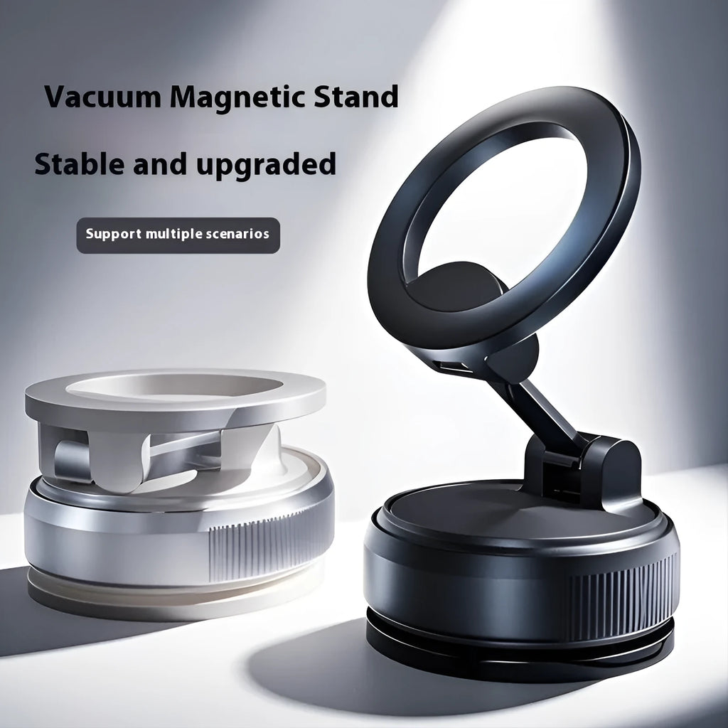 Magnetic car phone holder with vacuum suction cup, 7.5W, shown in black or white styles 283, K007 and K009
