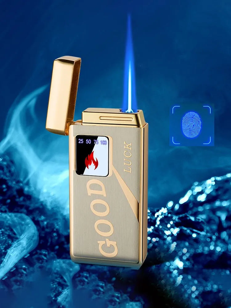 Touch-screen rechargeable electronic lighter with adjustable flame and alloy body