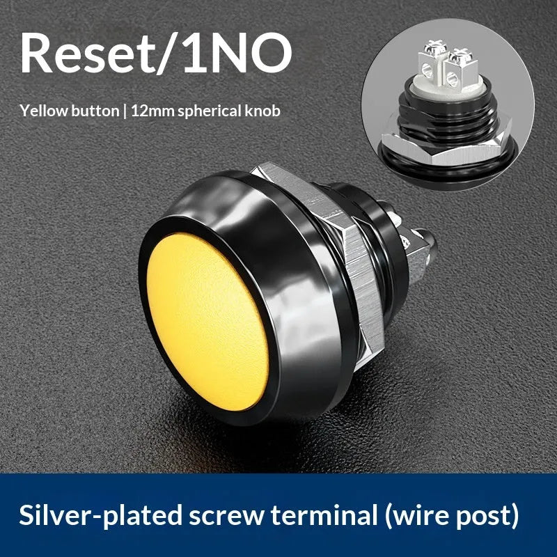 12mm red wave spherical handle self-resetting button with silver-plated contacts, waterproof, for electronic remote control